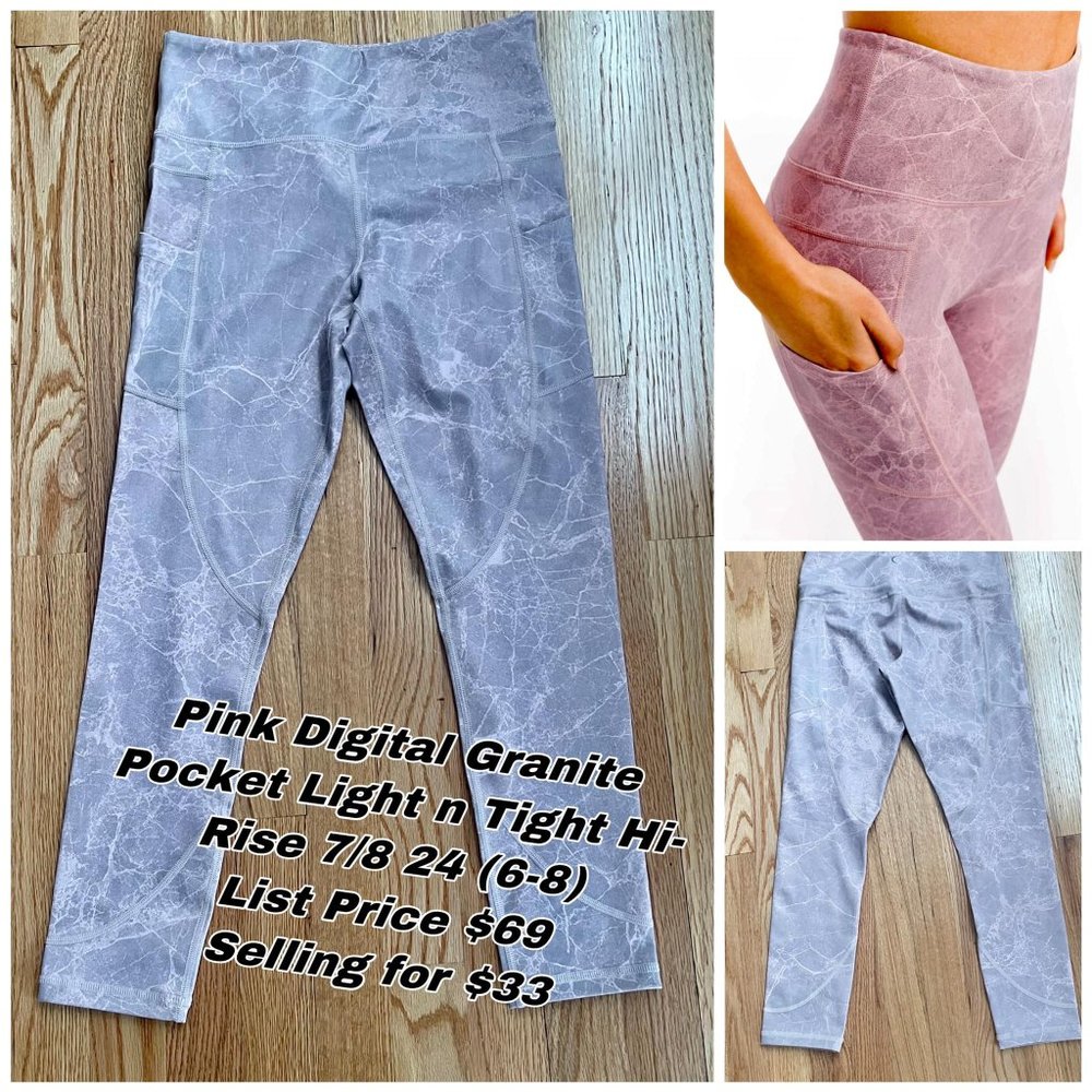 Zyia-Pink Digital Granite Pocket Light n Tight Leggings